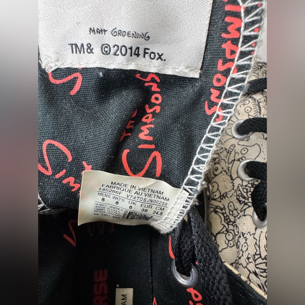 Converse x The Simpsons All Star High Top Sneakers |Unisex | Men’s 6 / Women’s 8 - Picture 5 of 10